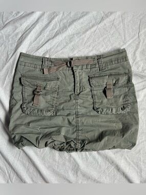 2000s Dynamite Army Green Cargo Mini Skirt